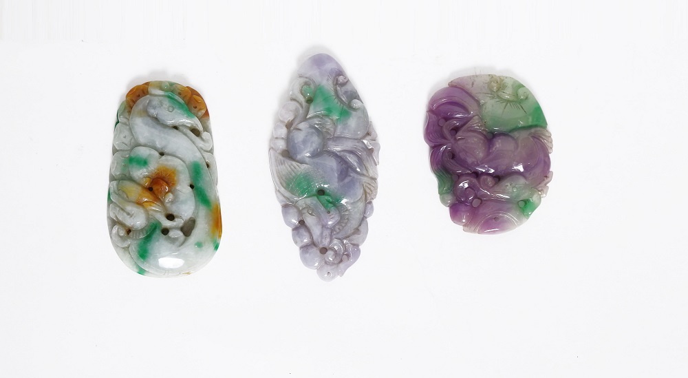翡翠浮雕佩三件