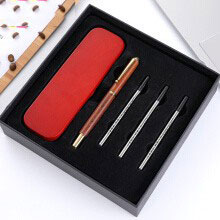 创意木盒中性笔礼盒套装复古实木签字笔钢笔中小学生