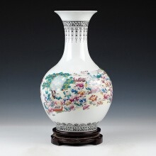中式仿古粉彩百子图花瓶 客厅家居装饰工艺品摆件 赏瓶