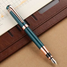 钢笔 849商务成人用办公签字练字学生写字明尖铱金笔F尖 绿色